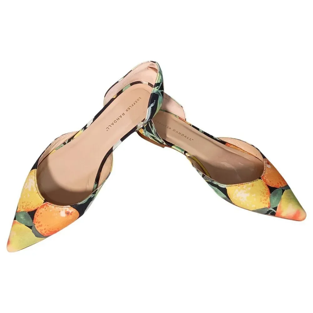 Loeffler Randall D-Orsay Ballet Flats Citrus Fruit Textile Pointed Toe Womens 9